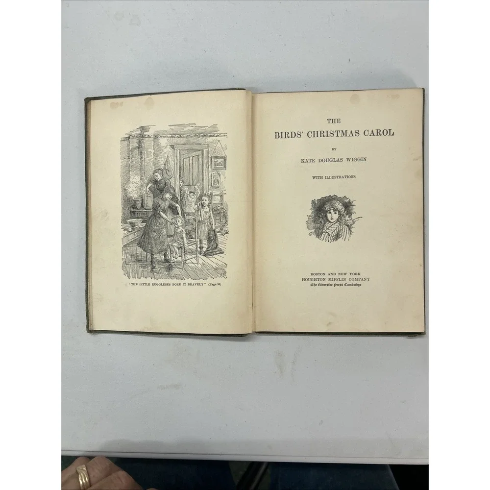 Antique Book 1916 Christmas The Birds Xmas Carol Houghton Mifflin Kate Wiggin